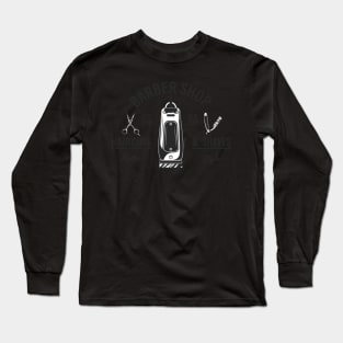 Barbershop print with clipper. Monochrome retro design. Long Sleeve T-Shirt